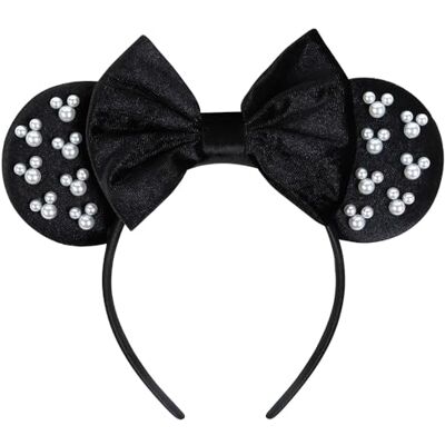 DRESHOW Orelhas de rato diadema com laço decoração de festa com purpurinas disfarce de cosplay para mulheres DRESHOW Orelhas de rato diadema com laço decoração de festa com purpurinas disfarce de cosplay para mulheres