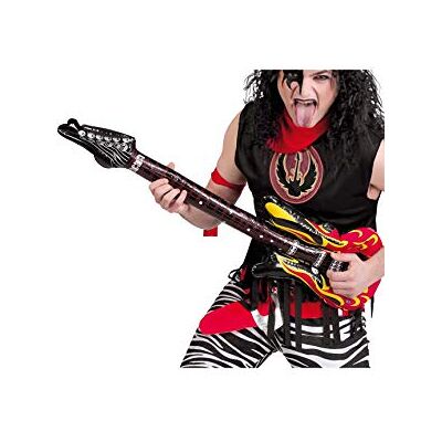 FIESTAS GUIRCA Festas GUIRCA Guitarra insuflável para adultos/crianças preto, vermelho 90 cm Design de roqueiro, PVC leve, fácil de inflar, 1 peça carnaval, Halloween, aniversário FIESTAS GUIRCA Festas GUIRCA Guitarra insuflável para adultos/crianças preto, vermelho 90 cm Design de roqueiro, PVC leve, fácil de inflar, 1 peça carnaval, Halloween, aniversário