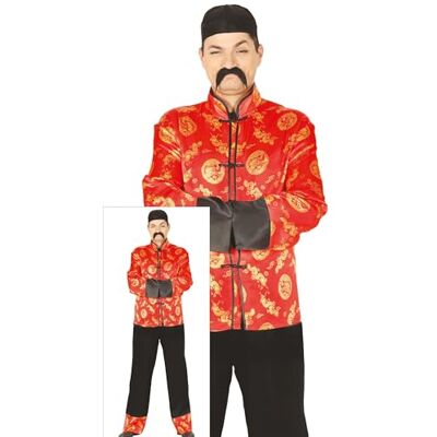 FIESTAS GUIRCA Disfarce de mandarim adulto casaco, gorro e calças disfarces asiáticos para festas temáticas, carnaval e Halloween ideal para homem FIESTAS GUIRCA Disfarce de mandarim adulto casaco, gorro e calças disfarces asiáticos para festas temáticas, carnaval e Halloween ideal para homem