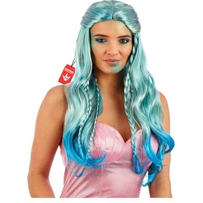Fun Shack Peruca azul turquesa sereia mulher, disfarce sereia carnaval e Halloween, tamanho único Fun Shack Peruca azul turquesa sereia mulher, disfarce sereia carnaval e Halloween, tamanho único