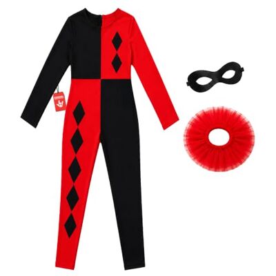 Fun Shack Disfarce Arlequim para Mulher, Disfarces de Circo, Disfarce para Mulher para Carnaval e Halloween, Vermelho Fun Shack Disfarce Arlequim para Mulher, Disfarces de Circo, Disfarce para Mulher para Carnaval e Halloween, Vermelho
