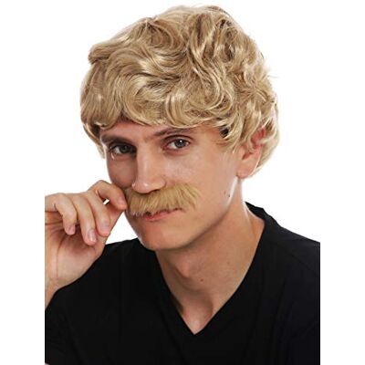 WIG ME UP 69089-ZA82A Peruca bigode carnaval homens curta encaracolada ondulada os anos 70 Cowboy loiro WIG ME UP 69089-ZA82A Peruca bigode carnaval homens curta encaracolada ondulada os anos 70 Cowboy loiro