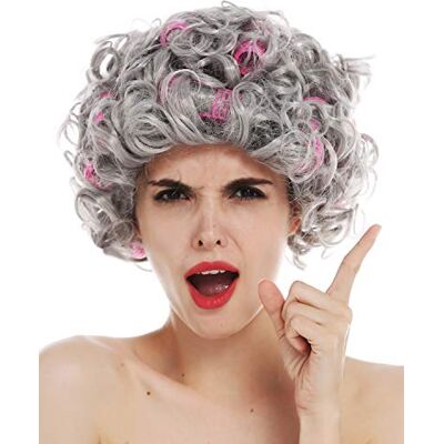WIG ME UP 3195-ZA68A Peruca para mulheres Halloween carnaval cabelo cinzento encaracolado caracóis avó velha WIG ME UP 3195-ZA68A Peruca para mulheres Halloween carnaval cabelo cinzento encaracolado caracóis avó velha