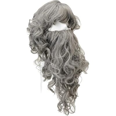Bristol Novelty Conjunto de peruca de mago com barba, cinza, em saco Halloween Bristol Novelty Conjunto de peruca de mago com barba, cinza, em saco Halloween
