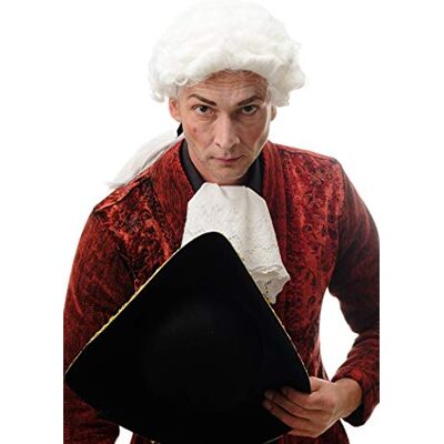 WIG ME UP DH1126-P60 Peruca Halloween Homem Nobre Rei Oficial Barroco Curto Ondulado Trança Longa Branco WIG ME UP DH1126-P60 Peruca Halloween Homem Nobre Rei Oficial Barroco Curto Ondulado Trança Longa Branco