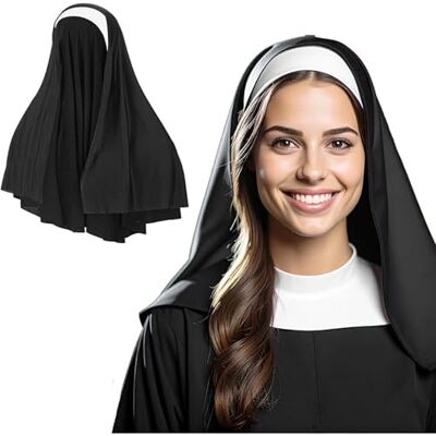 Fartoni Véu freira para disfarce de freira adultos ou mulher. Acessórios disfarce freira Halloween. Gorro de freira terror ou medo. Véu para homem. Complementos para disfarces de Halloween. Fartoni Véu freira para disfarce de freira adultos ou mulher. Acessórios disfarce freira Halloween. Gorro de freira terror ou medo. Véu para homem. Complementos para disfarces de Halloween.