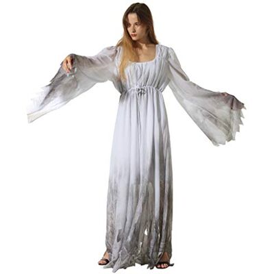 EraSpooky Mulher teia de aranha fantasma disfarce gótico vitoriano branco Fancy Dress EraSpooky Mulher teia de aranha fantasma disfarce gótico vitoriano branco Fancy Dress