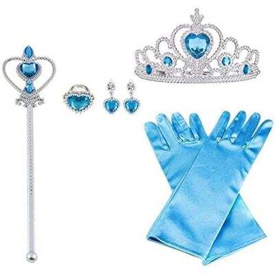 Vicloon Conjunto de 8 peças com acessórios de princesa de gelo Elsa, contém luvas, varinha, coroa, anel, brincos e trança, para Halloween, Natal, festas, aniversários, menina, 3-9 anos azul Vicloon Conjunto de 8 peças com acessórios de princesa de gelo Elsa, contém luvas, varinha, coroa, anel, brincos e trança, para Halloween, Natal, festas, aniversários, menina, 3-9 anos azul