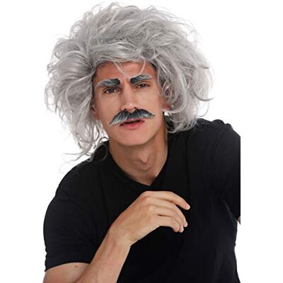 WIG ME UP 31999-FR68A Peruca carnaval Halloween Einstein científico louco avô professor cinzento selvagem bigode WIG ME UP 31999-FR68A Peruca carnaval Halloween Einstein científico louco avô professor cinzento selvagem bigode