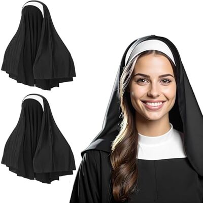 Fartoni X2 Véu freira para disfarce de menina ou mulher ou homem. Acessórios disfarce freira Halloween. Véu para disfarces ou acessórios para o Halloween. Fartoni X2 Véu freira para disfarce de menina ou mulher ou homem. Acessórios disfarce freira Halloween. Véu para disfarces ou acessórios para o Halloween.