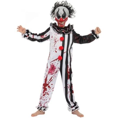 Spooktacular Creations Disfarce de palhaço Boy Bleeding, fantasia de palhaço slasher de terror para festas de vestir de Halloween, festa temática assustadora, papel de palhaço a Spooktacular Creations Disfarce de palhaço Boy Bleeding, fantasia de palhaço slasher de terror para festas de vestir de Halloween, festa temática assustadora, papel de palhaço a