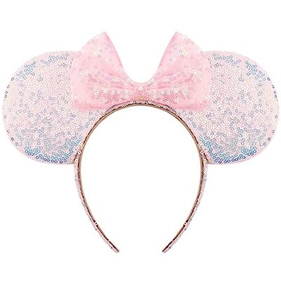 DRESHOW Orelhas de rato diadema com laço decoração de festa com purpurinas disfarce de cosplay para mulheres DRESHOW Orelhas de rato diadema com laço decoração de festa com purpurinas disfarce de cosplay para mulheres