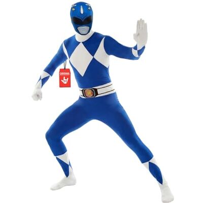 Morphsuits Fato de Power Ranger para homem, tamanho XXL, azul, azul, XXL Morphsuits Fato de Power Ranger para homem, tamanho XXL, azul, azul, XXL