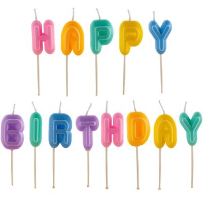 dekora Velas de letras "Happy Birthday" de 8 cm em cores pastel Decore o seu bolo com estilo e alegria, perfeito para todas as celebrações de aniversário dekora Velas de letras "Happy Birthday" de 8 cm em cores pastel Decore o seu bolo com estilo e alegria, perfeito para todas as celebrações de aniversário
