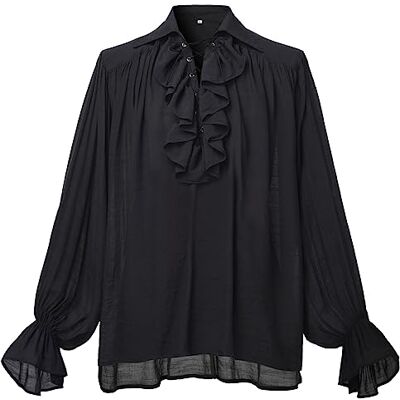 GRACEART Camisa de Pirata para Homens, Preto, M GRACEART Camisa de Pirata para Homens, Preto, M