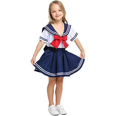 LOLANTA Fato de marinheiro para crianças, uniforme de estudante japonesa, disfarce de cosplay de anime de carnaval de Halloween LOLANTA Fato de marinheiro para crianças, uniforme de estudante japonesa, disfarce de cosplay de anime de carnaval de Halloween
