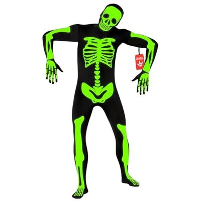 Morphsuits Disfarce esqueleto para homem, disfarce de Halloween para homem Morphsuits Disfarce esqueleto para homem, disfarce de Halloween para homem