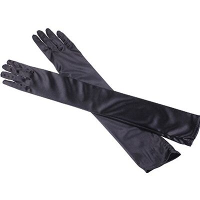 MEISHINE ® Luvas de casamento elegantes longas para mulheres luvas de cetim elástico luvas de noiva casamento festas de disfarces, Preto MEISHINE ® Luvas de casamento elegantes longas para mulheres luvas de cetim elástico luvas de noiva casamento festas de disfarces, Preto