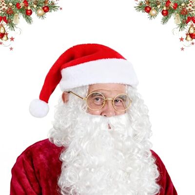 Coffee Life Plus Barba e peruca de Pai Natal, peruca de pai Natal, barba de pai Natal, chapéu óculos luvas de Natal, cosplay e festa Coffee Life Plus Barba e peruca de Pai Natal, peruca de pai Natal, barba de pai Natal, chapéu óculos luvas de Natal, cosplay e festa