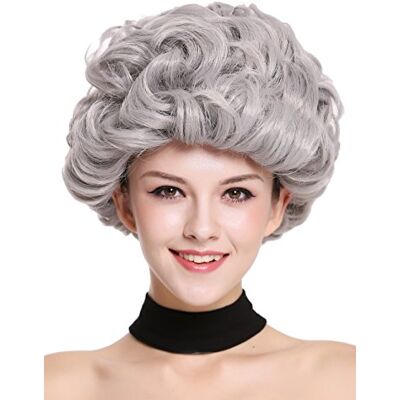WIG ME UP 91097-ZA68E Peruca senhoras mulher carnaval Halloween cinzento, encaracolado, curto, avó avó avó velha 1980s WIG ME UP 91097-ZA68E Peruca senhoras mulher carnaval Halloween cinzento, encaracolado, curto, avó avó avó velha 1980s