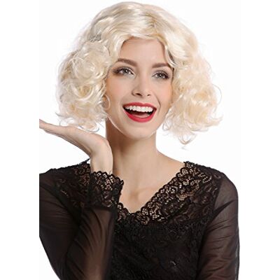 WIG ME UP 90661-ZA88 Peruca mulher carnaval Halloween 20s Hollywood Diva curto encaracolado listrado médio loiro claro WIG ME UP 90661-ZA88 Peruca mulher carnaval Halloween 20s Hollywood Diva curto encaracolado listrado médio loiro claro
