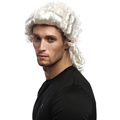 WIG ME UP 91019-ZA62 Peruca homens carnaval Halloween barroco renascimento branca trança nobre príncipe WIG ME UP 91019-ZA62 Peruca homens carnaval Halloween barroco renascimento branca trança nobre príncipe
