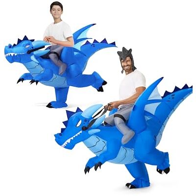 Spooktacular Creations Disfarce insuflável Halloween Blow-Up Deluxe montando um dragão de gelo Spooktacular Creations Disfarce insuflável Halloween Blow-Up Deluxe montando um dragão de gelo