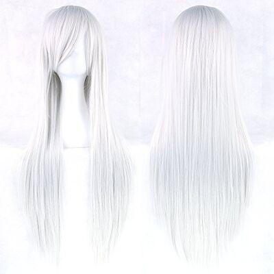 Fouriding 80 cm peruca comprida cosplay anime mulher cabelo comprido peruca reta sintética diária Fouriding 80 cm peruca comprida cosplay anime mulher cabelo comprido peruca reta sintética diária