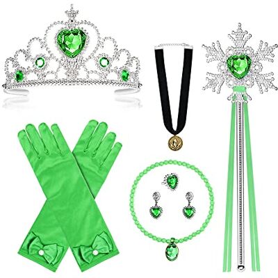 Vicloon Princesa vestir acessórios, princesa disfarce acessórios para meninas carnaval festa, colar, coroa, varinha mágica, luvas, anel, brincos etc Vicloon Princesa vestir acessórios, princesa disfarce acessórios para meninas carnaval festa, colar, coroa, varinha mágica, luvas, anel, brincos etc
