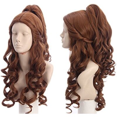 Topcosplay Peruca de princesa comprida ondulada castanha com de cavalo para fantasia de Halloween e carnaval (castanho) Topcosplay Peruca de princesa comprida ondulada castanha com de cavalo para fantasia de Halloween e carnaval (castanho)