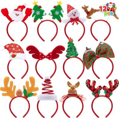 JOYIN Pacote de 12 bandas para a cabeça de Natal para mulheres, homens, crianças, festas de Natal (tamanho único) JOYIN Pacote de 12 bandas para a cabeça de Natal para mulheres, homens, crianças, festas de Natal (tamanho único)