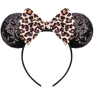 DRESHOW Orelhas de rato diadema com laço decoração de festa com purpurinas disfarce de cosplay para meninas e mulheres DRESHOW Orelhas de rato diadema com laço decoração de festa com purpurinas disfarce de cosplay para meninas e mulheres