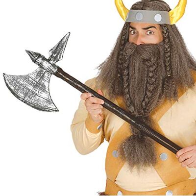 FIESTAS GUIRCA Machado de barbarbaro de disfarce (83 cm) acessório medieval vikings para carnaval Halloween festas temáticas adulto infantil prata castanho FIESTAS GUIRCA Machado de barbarbaro de disfarce (83 cm) acessório medieval vikings para carnaval Halloween festas temáticas adulto infantil prata castanho