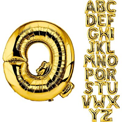 DekoRex Balão dourado 100 cm balão de celebração de casamento (letra Q) DekoRex Balão dourado 100 cm balão de celebração de casamento (letra Q)