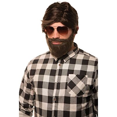 Balinco Ressaca "Alan" peruca castanha com barba para carnaval, festa à fantasia, despedida de solteiro para homem Balinco Ressaca "Alan" peruca castanha com barba para carnaval, festa à fantasia, despedida de solteiro para homem