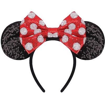 DRESHOW Orelhas de rato diadema com laço decoração de festa com purpurpurinas disfarce de cosplay para meninas e mulheres DRESHOW Orelhas de rato diadema com laço decoração de festa com purpurpurinas disfarce de cosplay para meninas e mulheres