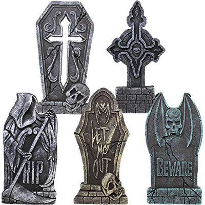 JOYIN 43 cm Lápides para cemitério Rip de espuma de Halloween de 5 pacotes JOYIN 43 cm Lápides para cemitério Rip de espuma de Halloween de 5 pacotes