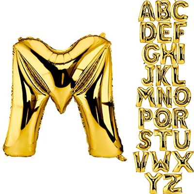 DekoRex Balão dourado de 100 cm para aniversário, casamento, decoração (letra M) DekoRex Balão dourado de 100 cm para aniversário, casamento, decoração (letra M)