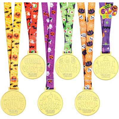 JOYIN 6 medalhas de Halloween, troféu de prémio para crianças, suprimentos para festas de Halloween, melhores troféus para concursos de disfarces, truque ou trato, troféu de esqueleto, fitas de JOYIN 6 medalhas de Halloween, troféu de prémio para crianças, suprimentos para festas de Halloween, melhores troféus para concursos de disfarces, truque ou trato, troféu de esqueleto, fitas de