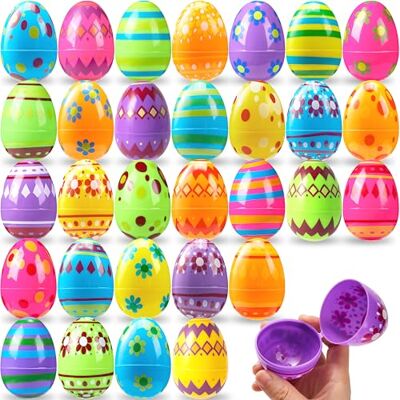 JOYIN 30 ovos de plástico impressos jumbo para eventos de caça de ovos de Páscoa, cestas de Páscoa, sacos de presente de festa, cena e decoração, prêmios de festas escolares JOYIN 30 ovos de plástico impressos jumbo para eventos de caça de ovos de Páscoa, cestas de Páscoa, sacos de presente de festa, cena e decoração, prêmios de festas escolares