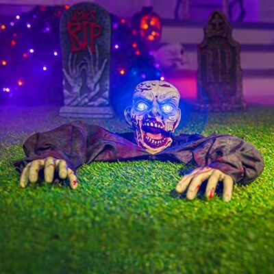 JOYIN Decoração de Halloween ao ar livre Animated Zombie Groundbreaker com som assustador e olhos intermitentes para pátio de Halloween, relva, pátio, decoração de casa assombrada ao ar livre JOYIN Decoração de Halloween ao ar livre Animated Zombie Groundbreaker com som assustador e olhos intermitentes para pátio de Halloween, relva, pátio, decoração de casa assombrada ao ar livre