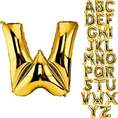 DekoRex Balão dourado 100 cm balão de celebração de casamento (letra W) DekoRex Balão dourado 100 cm balão de celebração de casamento (letra W)
