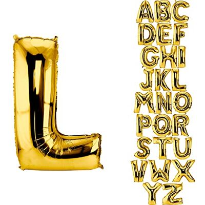 DekoRex Balão dourado 100 cm balão de celebração de casamento (letra L) DekoRex Balão dourado 100 cm balão de celebração de casamento (letra L)