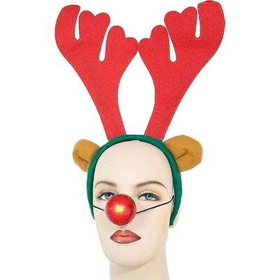 Toyland ® Astas e nariz de renas natalícias disfarces de Natal tamanho único para todos Toyland ® Astas e nariz de renas natalícias disfarces de Natal tamanho único para todos