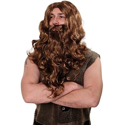 WIG ME UP WIG007-P8 Peruca e barba carnaval Halloween Viking fora barbar castanho claro WIG ME UP WIG007-P8 Peruca e barba carnaval Halloween Viking fora barbar castanho claro