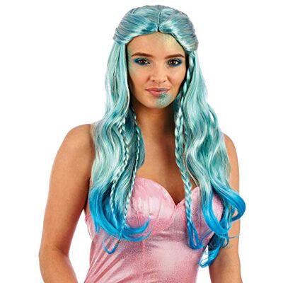 Fun Shack Peruca azul turquesa sereia mulher, disfarce sereia carnaval e Halloween, tamanho único Fun Shack Peruca azul turquesa sereia mulher, disfarce sereia carnaval e Halloween, tamanho único