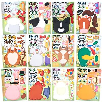 JOYIN 36 peças de caras autocolantes, faça o seu próprio animais de quinta e combine animais em folhas autocolantes, presentes de aniversário e festas para crianças (animais de quinta) JOYIN 36 peças de caras autocolantes, faça o seu próprio animais de quinta e combine animais em folhas autocolantes, presentes de aniversário e festas para crianças (animais de quinta)