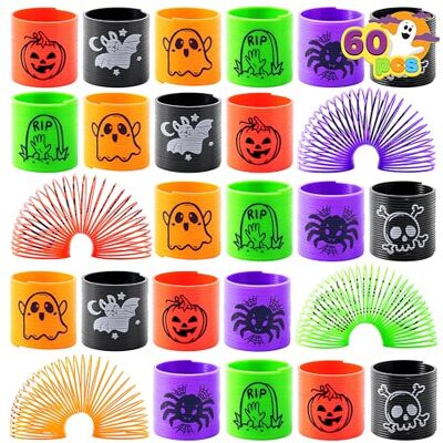 JOYIN 60 peças de mola helicoidal de Halloween para crianças, brinquedos de mini molas mágicas, buzinas de stress para lembranças de festa de Halloween, sacos de truques ou guloseimas, troca JOYIN 60 peças de mola helicoidal de Halloween para crianças, brinquedos de mini molas mágicas, buzinas de stress para lembranças de festa de Halloween, sacos de truques ou guloseimas, troca