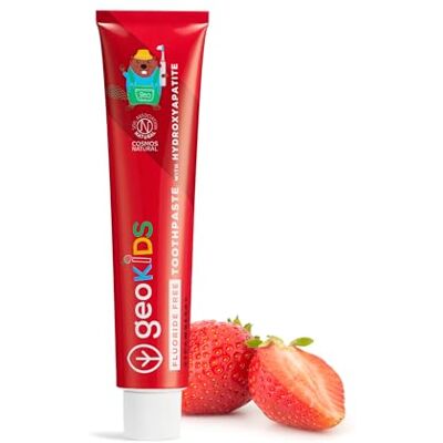Georganics Kids & Baby Pasta dentária de morango 75 ml, natural, sem flúor com hidroxiapatita, vegana, sem SLS, sem plástico, seguro a partir de 6 meses Georganics Kids & Baby Pasta dentária de morango 75 ml, natural, sem flúor com hidroxiapatita, vegana, sem SLS, sem plástico, seguro a partir de 6 meses