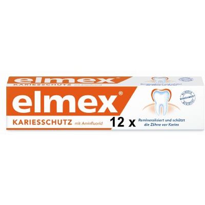 ELMEX Proteção de cáries pasta de dentes com flúor de amina, pack de 12 unidades x 75 ml, proteção contra cáries Dentífrico que fortalece o esmalte proteção superior dos dentes ELMEX Proteção de cáries pasta de dentes com flúor de amina, pack de 12 unidades x 75 ml, proteção contra cáries Dentífrico que fortalece o esmalte proteção superior dos dentes